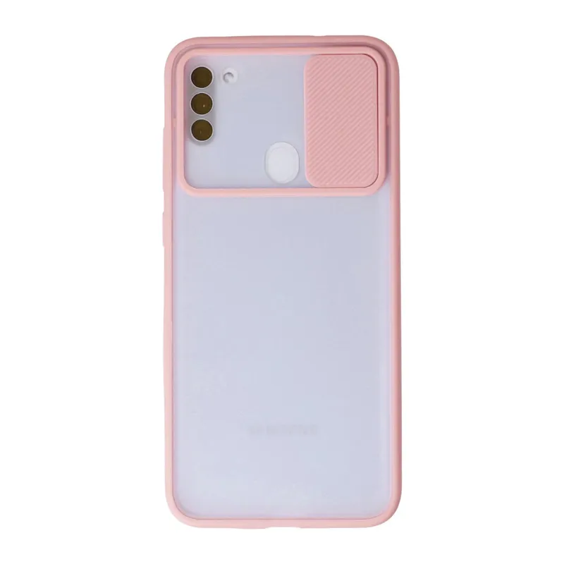 Galaxy A11 Kılıf Palm Buzlu Kamera Sürgülü Silikon - Pembe