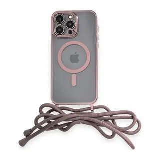 İphone 13 Pro Max Kılıf Divo Lazer Askılı Magsafe Kapak - Pembe