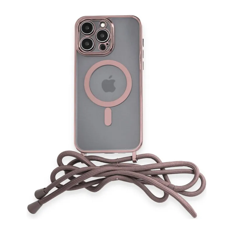 İphone 13 Pro Max Kılıf Divo Lazer Askılı Magsafe Kapak - Pembe