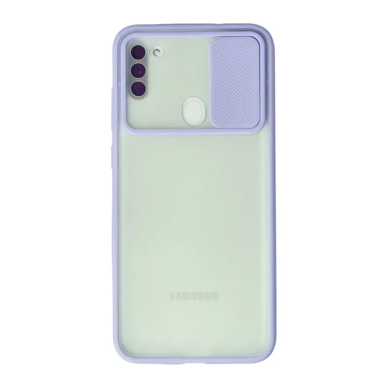 Galaxy A11 Kılıf Palm Buzlu Kamera Sürgülü Silikon - Lila