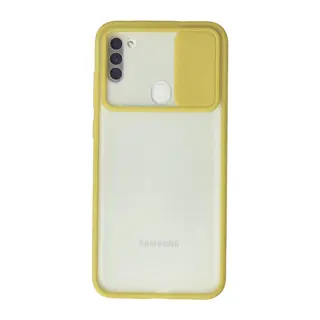Galaxy A11 Kılıf Palm Buzlu Kamera Sürgülü Silikon - Sarı