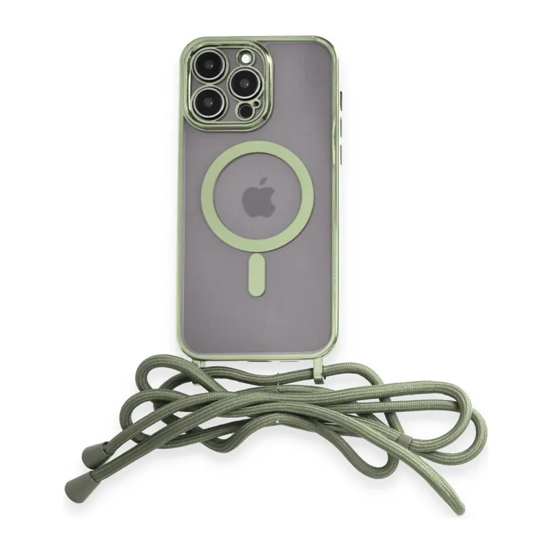 İphone 13 Pro Max Kılıf Divo Lazer Askılı Magsafe Kapak - Koyu Yeşil