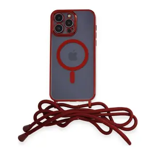 İphone 13 Pro Max Kılıf Divo Lazer Askılı Magsafe Kapak - Kırmızı