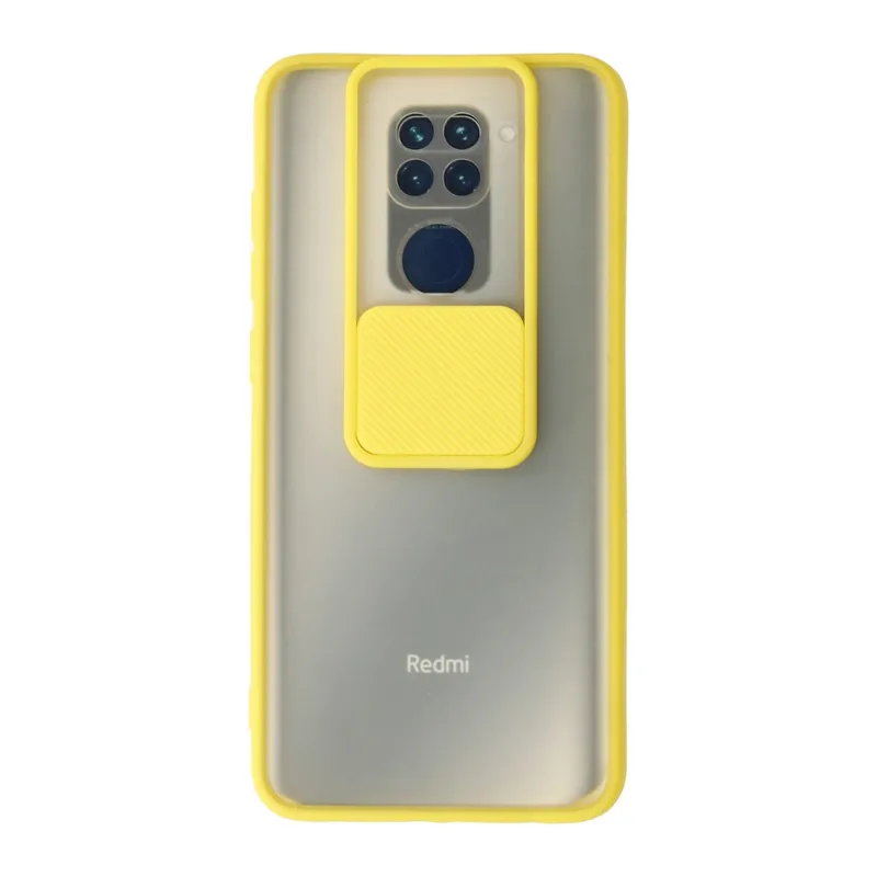 Xiaomi Redmi Note 9 Kılıf Palm Buzlu Kamera Sürgülü Silikon - Sarı