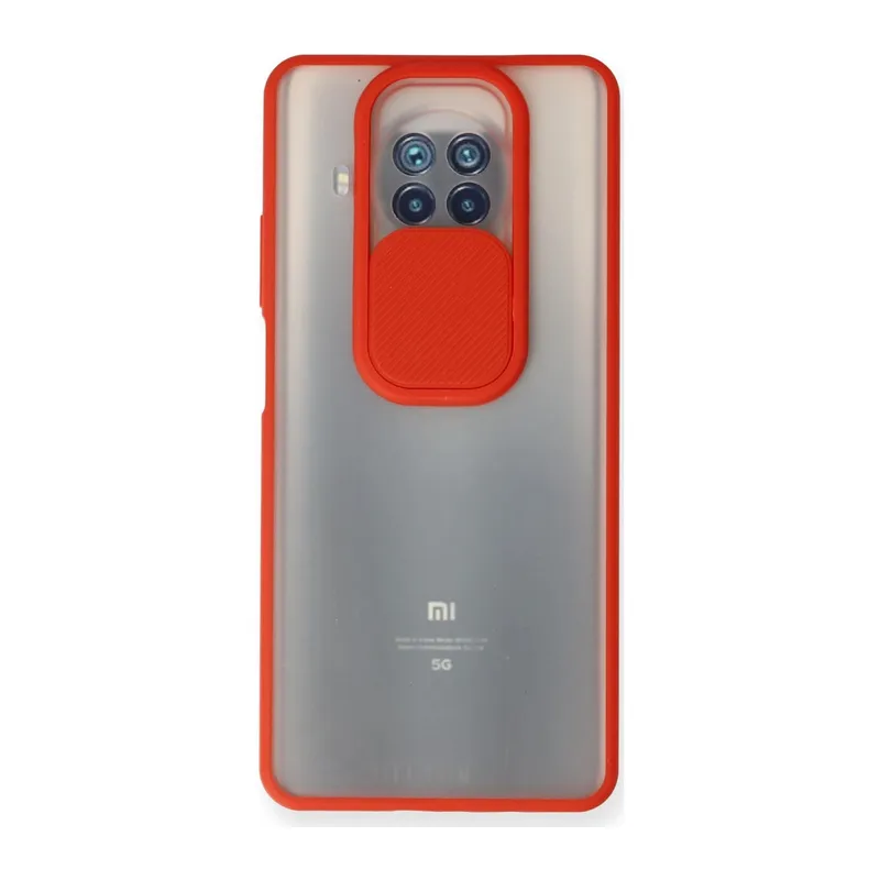 Xiaomi Mi 10t Lite Kılıf Palm Buzlu Kamera Sürgülü Silikon - Kırmızı