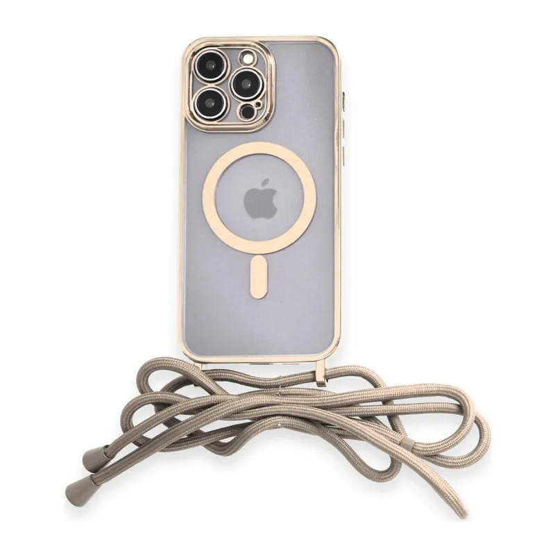 İphone 14 Pro Kılıf Divo Lazer Askılı Magsafe Kapak - Gold