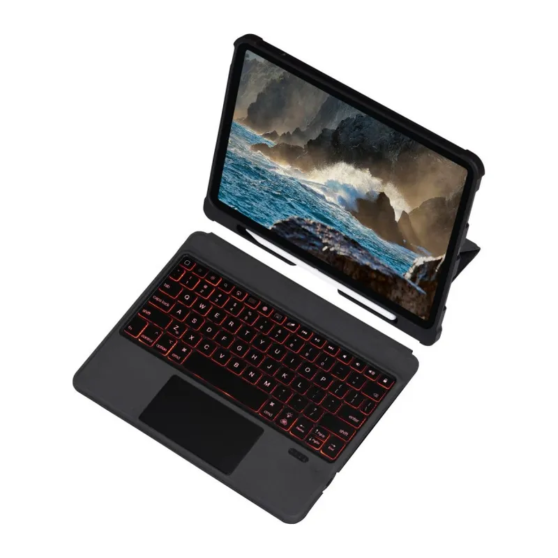 T5209d İpad Pro 12.9 (2021) Kılıf İnter Ledli Klavyeli Tablet Kılıfı - Siyah