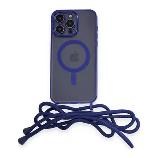 İphone 14 Pro Kılıf Divo Lazer Askılı Magsafe Kapak - Mavi