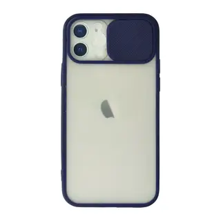 İphone 12 Kılıf Palm Buzlu Kamera Sürgülü Silikon - Lacivert