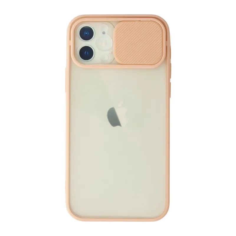 İphone 12 Kılıf Palm Buzlu Kamera Sürgülü Silikon - Pembe