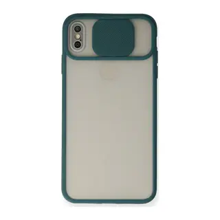 İphone Xs Max Kılıf Palm Buzlu Kamera Sürgülü Silikon - Yeşil