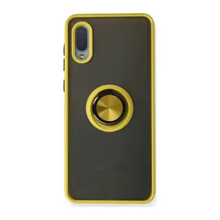 Galaxy A02 Kılıf Montreal Yüzüklü Silikon Kapak - Sarı