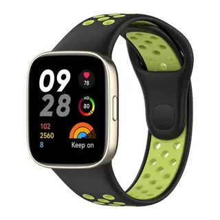 Xiaomi Redmi Watch 3 Spor Delikli Kordon (saat Değildir) - Siyah-yeşil