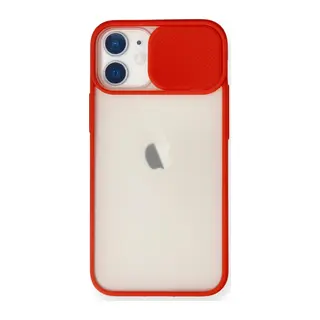 İphone 11 Kılıf Palm Buzlu Kamera Sürgülü Silikon - Kırmızı