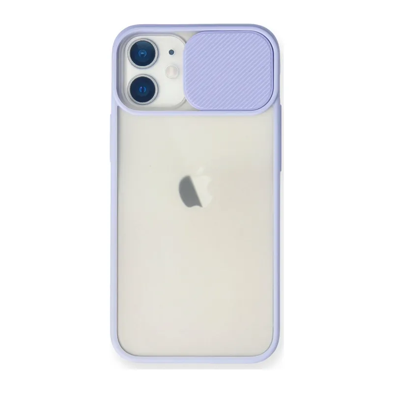 İphone 11 Kılıf Palm Buzlu Kamera Sürgülü Silikon - Lila