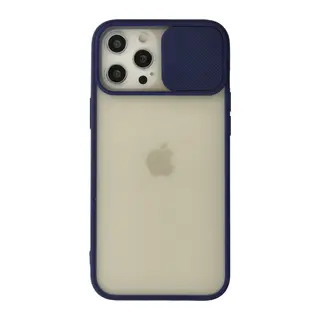 İphone 12 Pro Max Kılıf Palm Buzlu Kamera Sürgülü Silikon - Lacivert