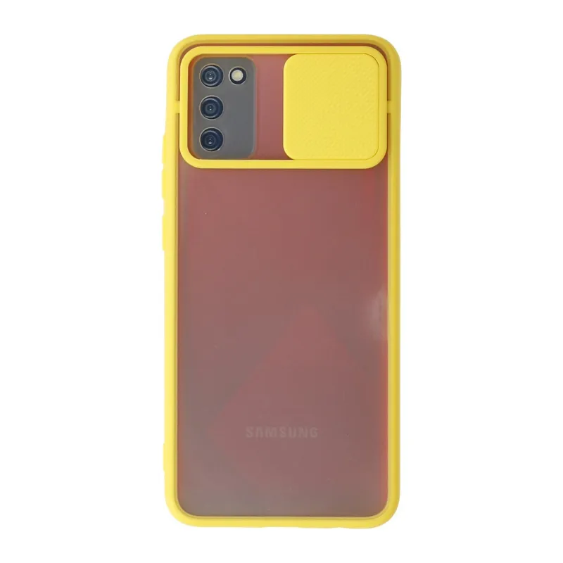 Galaxy A02s Kılıf Palm Buzlu Kamera Sürgülü Silikon - Sarı