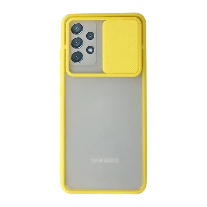 Galaxy A52 Kılıf Palm Buzlu Kamera Sürgülü Silikon - Sarı