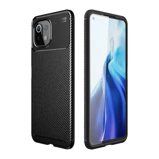 Xiaomi Mi 11 Lite Kılıf Auto Focus Karbon Kapak - Siyah
