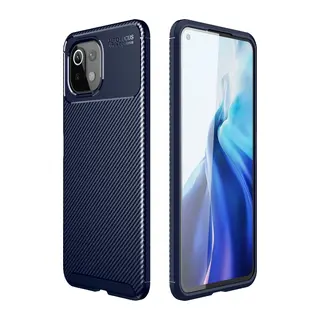 Xiaomi Mi 11 Lite Kılıf Auto Focus Karbon Kapak - Lacivert