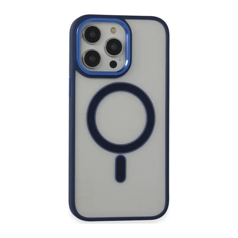 İphone 15 Pro Max Kılıf Room Magneticsafe Silikon - Lacivert