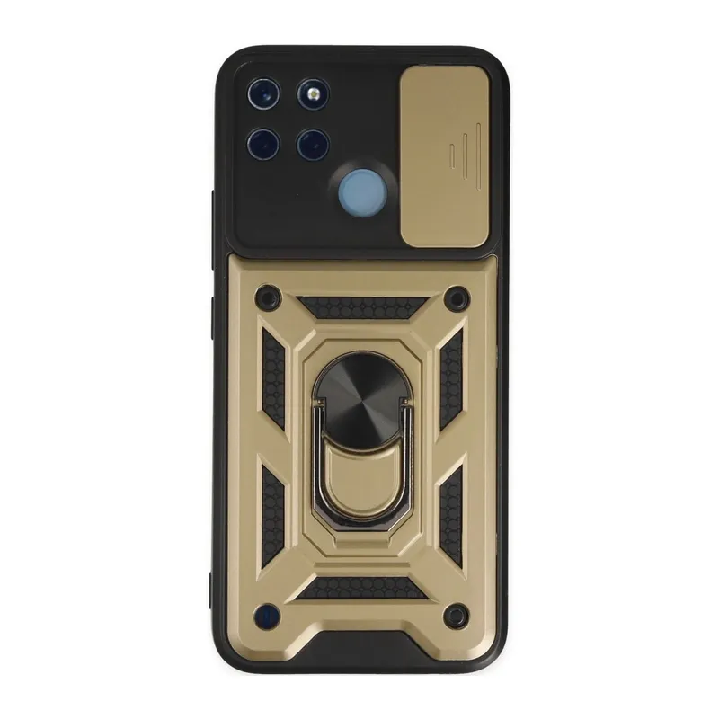 Realme C25y Kılıf Pars Lens Yüzüklü Silikon - Gold