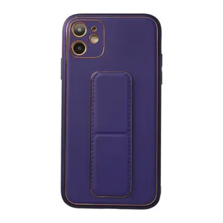 İphone 12 Kılıf Coco Deri Standlı Kapak - Mor