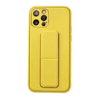 İphone 12 Pro Kılıf Coco Deri Standlı Kapak - Sarı