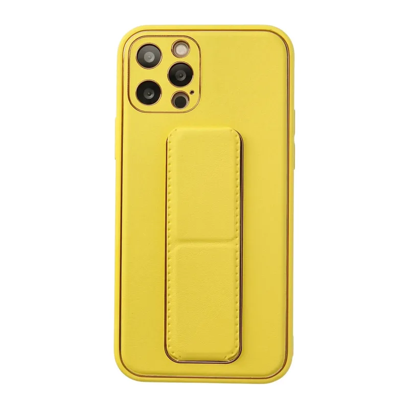 İphone 12 Pro Kılıf Coco Deri Standlı Kapak - Sarı