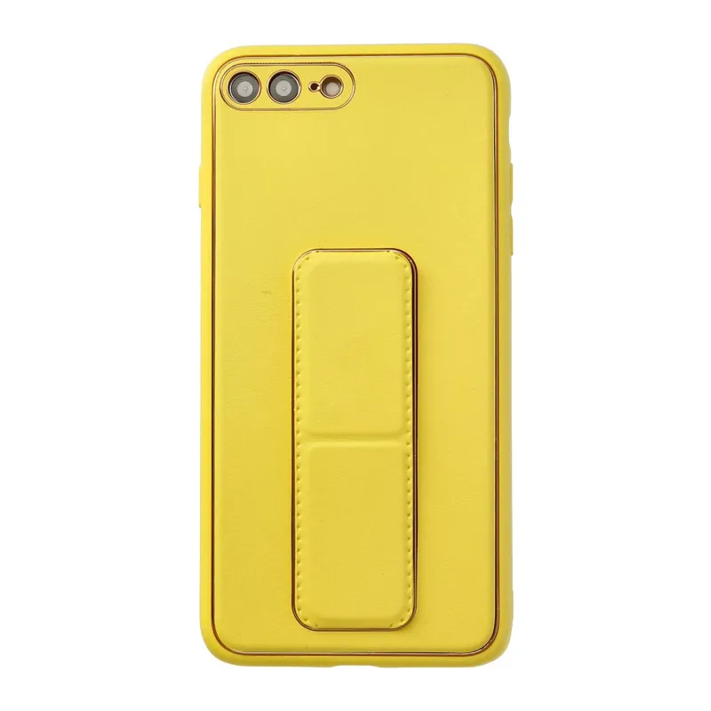 İphone 7 Plus Kılıf Coco Deri Standlı Kapak - Sarı