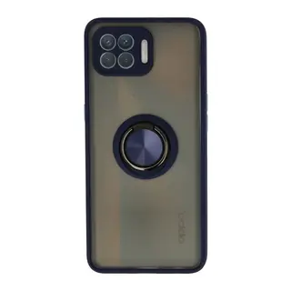 Oppo Reno 4 Lite Kılıf Montreal Yüzüklü Silikon Kapak - Lacivert