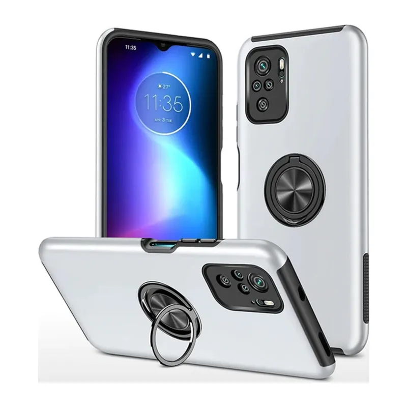 Xiaomi Poco F3 Kılıf Elit Yüzüklü Kapak - Gümüş