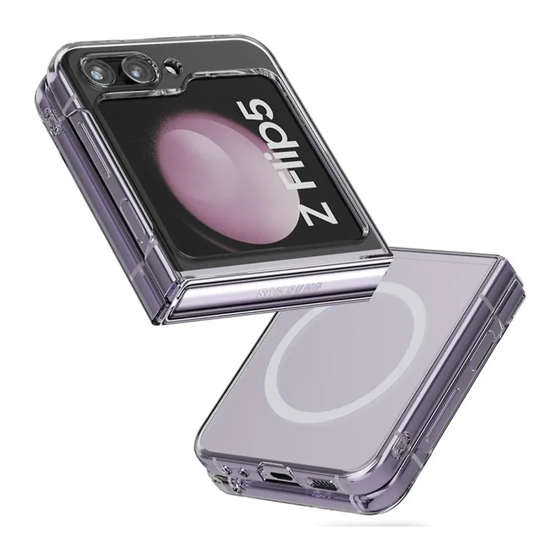 Galaxy Z Flip 5 Kılıf Magneticsafe Şeffaf Silikon - Şeffaf