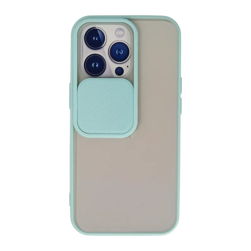 İphone 13 Pro Kılıf Palm Buzlu Kamera Sürgülü Silikon - Turkuaz