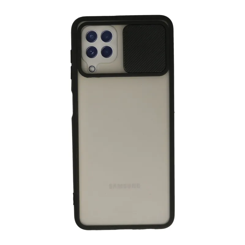 Galaxy A22 Kılıf Palm Buzlu Kamera Sürgülü Silikon - Siyah