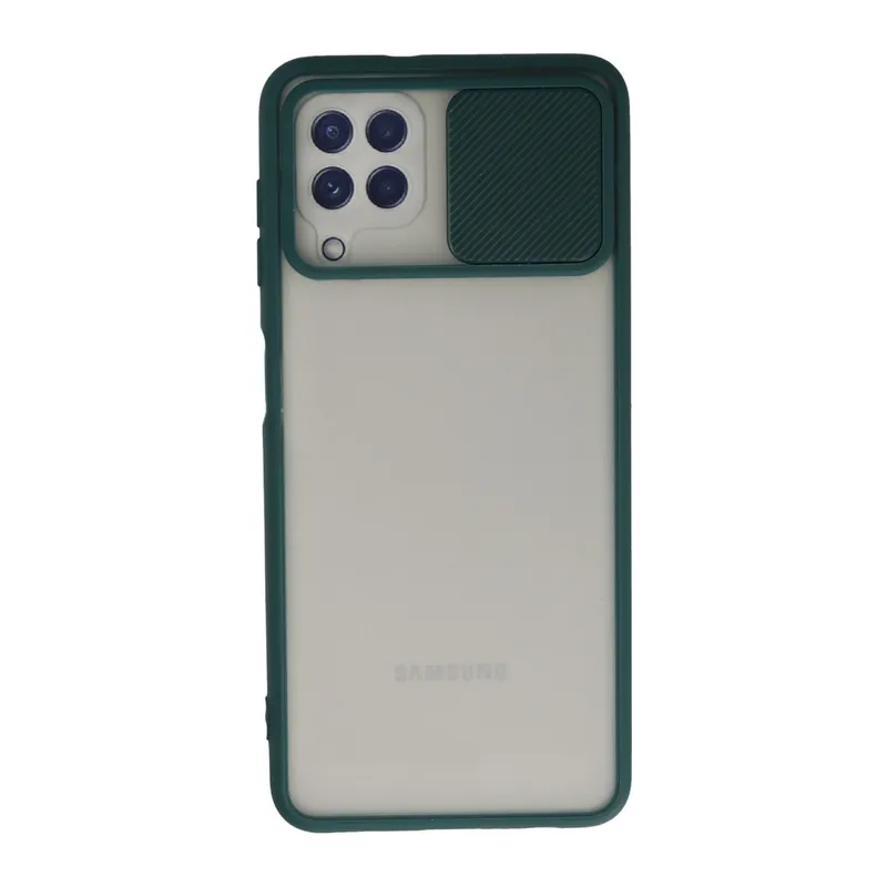 Galaxy A22 Kılıf Palm Buzlu Kamera Sürgülü Silikon - Yeşil