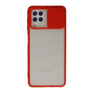 Galaxy A22 Kılıf Palm Buzlu Kamera Sürgülü Silikon - Kırmızı
