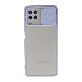 Galaxy A22 Kılıf Palm Buzlu Kamera Sürgülü Silikon - Lila