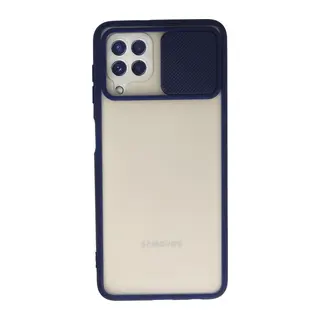 Galaxy A22 Kılıf Palm Buzlu Kamera Sürgülü Silikon - Lacivert
