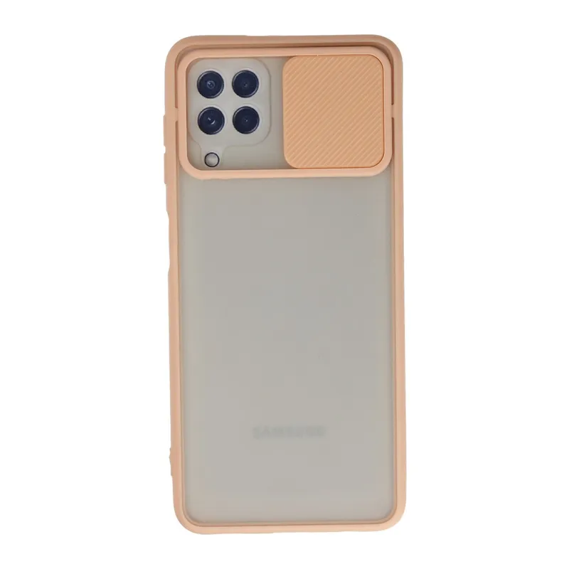 Galaxy A22 Kılıf Palm Buzlu Kamera Sürgülü Silikon - Pembe