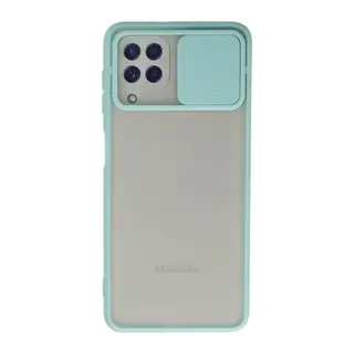 Galaxy A22 Kılıf Palm Buzlu Kamera Sürgülü Silikon - Turkuaz