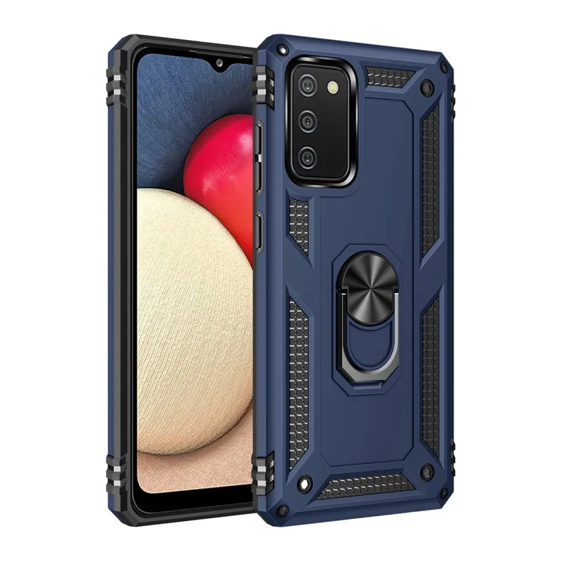 Galaxy A03s Kılıf Sofya Yüzüklü Silikon Kapak - Lacivert