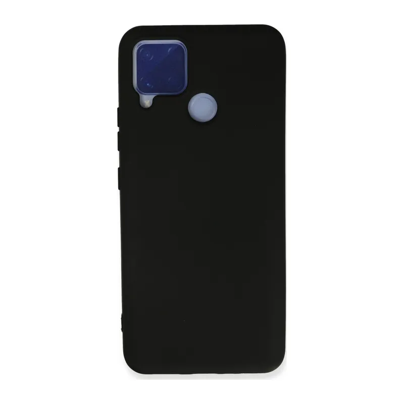 Realme C15 Kılıf Nano İçi Kadife Silikon - Siyah