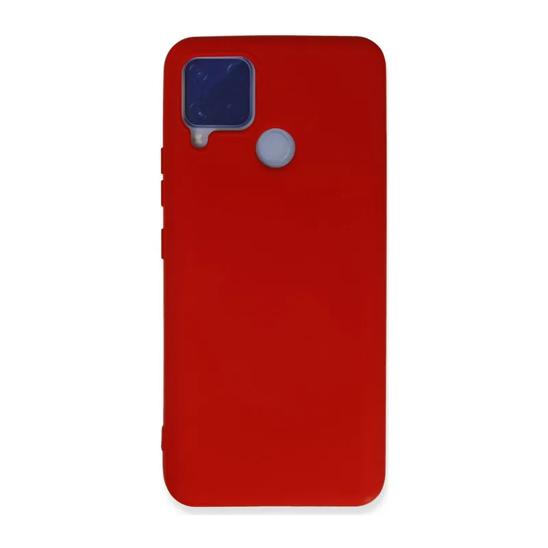 Realme C15 Kılıf Nano İçi Kadife Silikon - Kırmızı