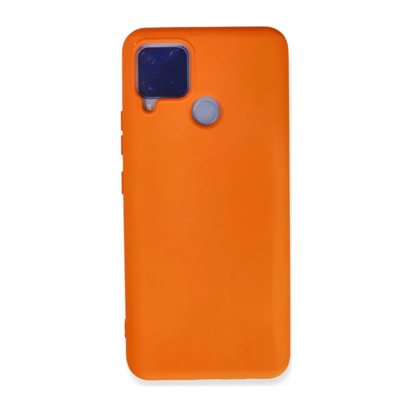 Realme C15 Kılıf Nano İçi Kadife Silikon - Turuncu