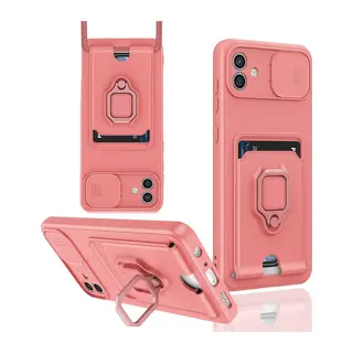 Galaxy A05 Kılıf Zuma Kartvizitli Yüzüklü Silikon - Pembe
