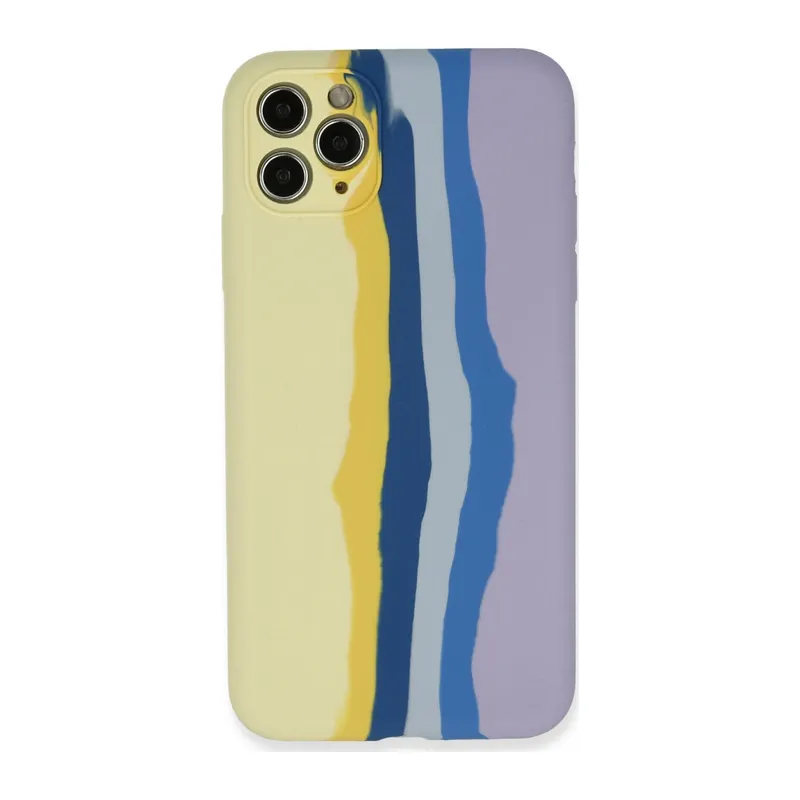 İphone 11 Pro Kılıf Ebruli Lansman Silikon - Sarı-lila
