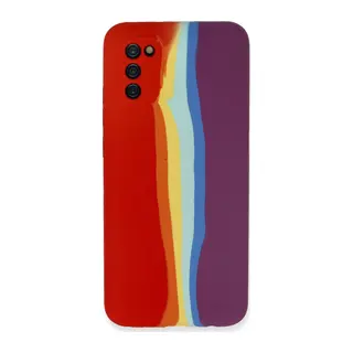 Galaxy A03s Kılıf Ebruli Lansman Silikon - Kırmızı-mor