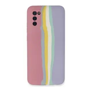 Galaxy A03s Kılıf Ebruli Lansman Silikon - Pembe-lila