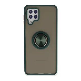 Galaxy A22 Kılıf Montreal Yüzüklü Silikon Kapak - Yeşil